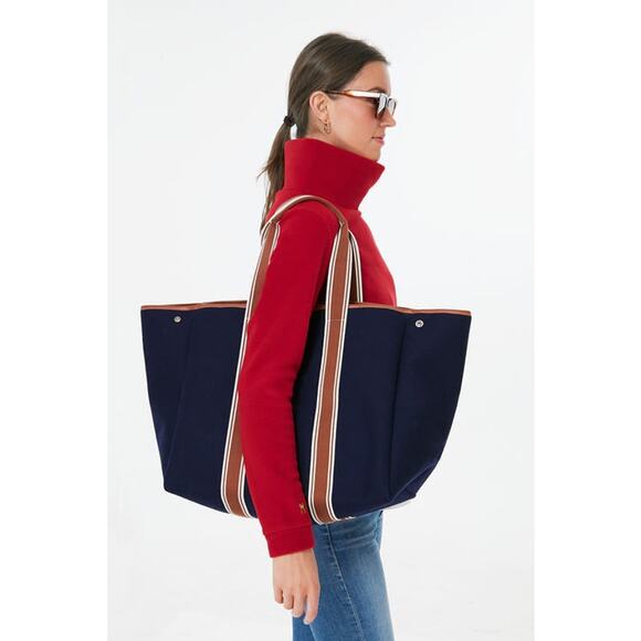 RUE DE VERNEUIL Navy Blue Traversee Large Flannel Cruise Tote - Picture 9 of 9